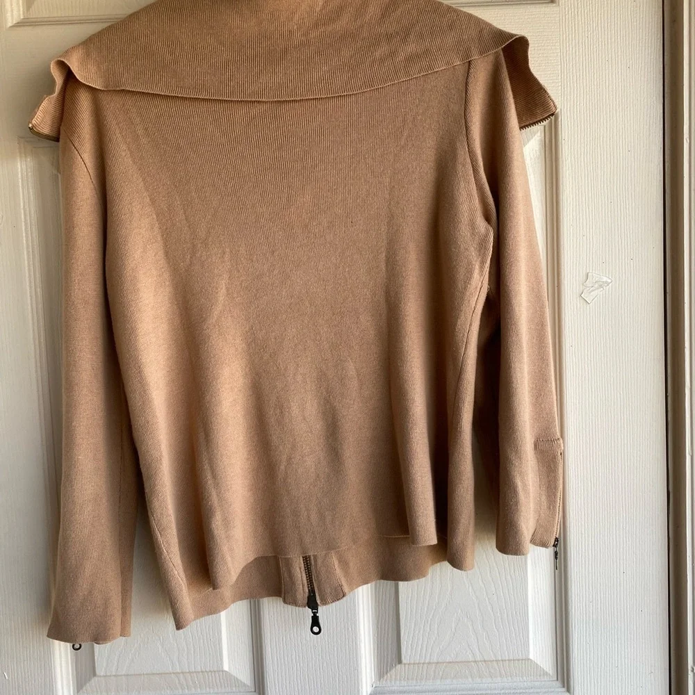 CAbi Brown Turtleneck Sweater with Fitted Silhouette lightweight